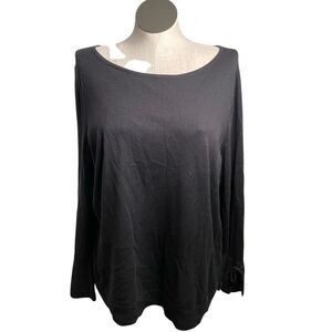 Talbots Womens Boatneck Sweater 2X Black Bracelet Sleeve Cashmere Blend Demure